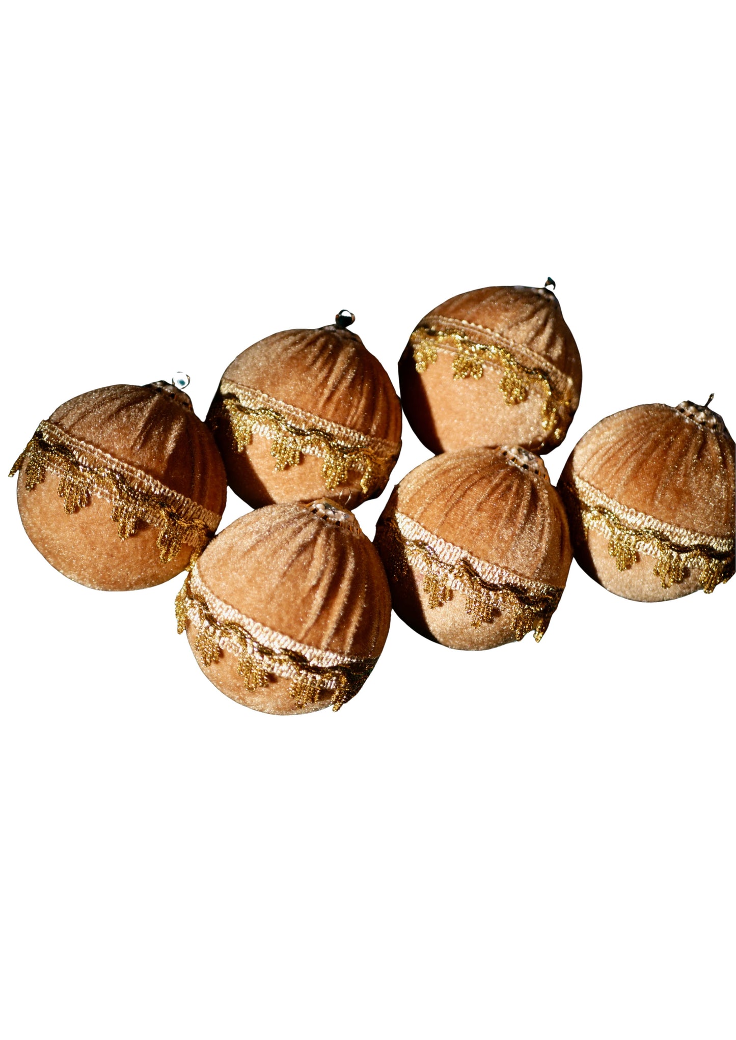 Gold Velvet Christmas Balls (Set of 6)