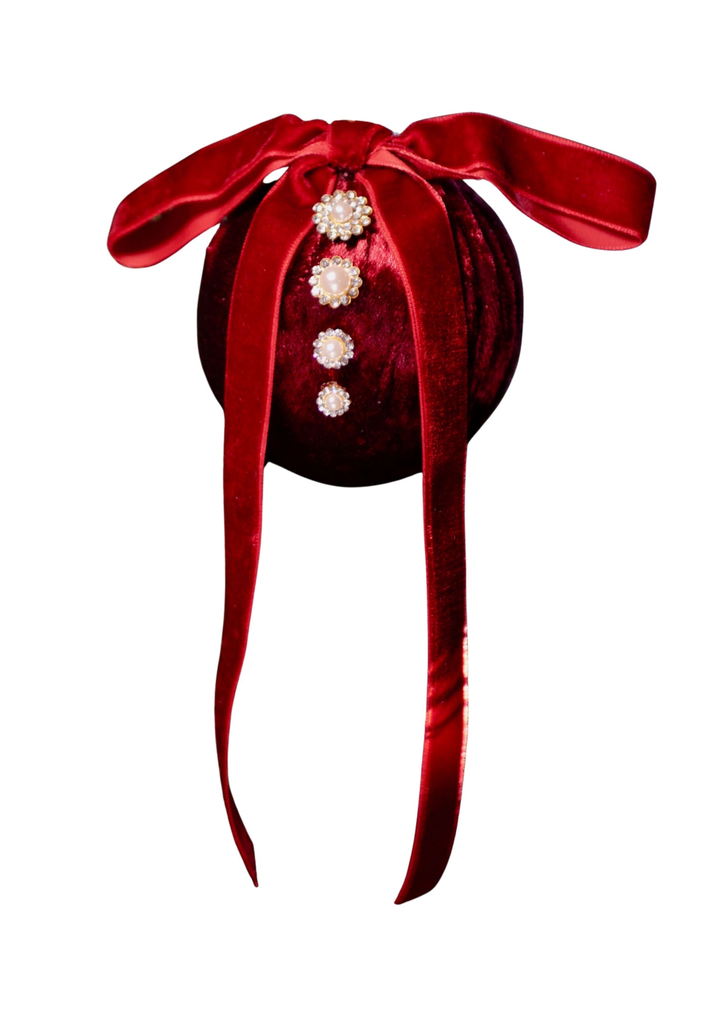 Velvet Christmas Balls with Pearl accent (Set of 6)